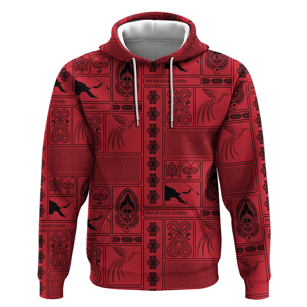 Papua New Guinea Heritage Motif Zip Hoodie Red Version