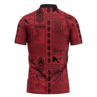 Papua New Guinea Heritage Motif Zipper Polo Shirt Red Version
