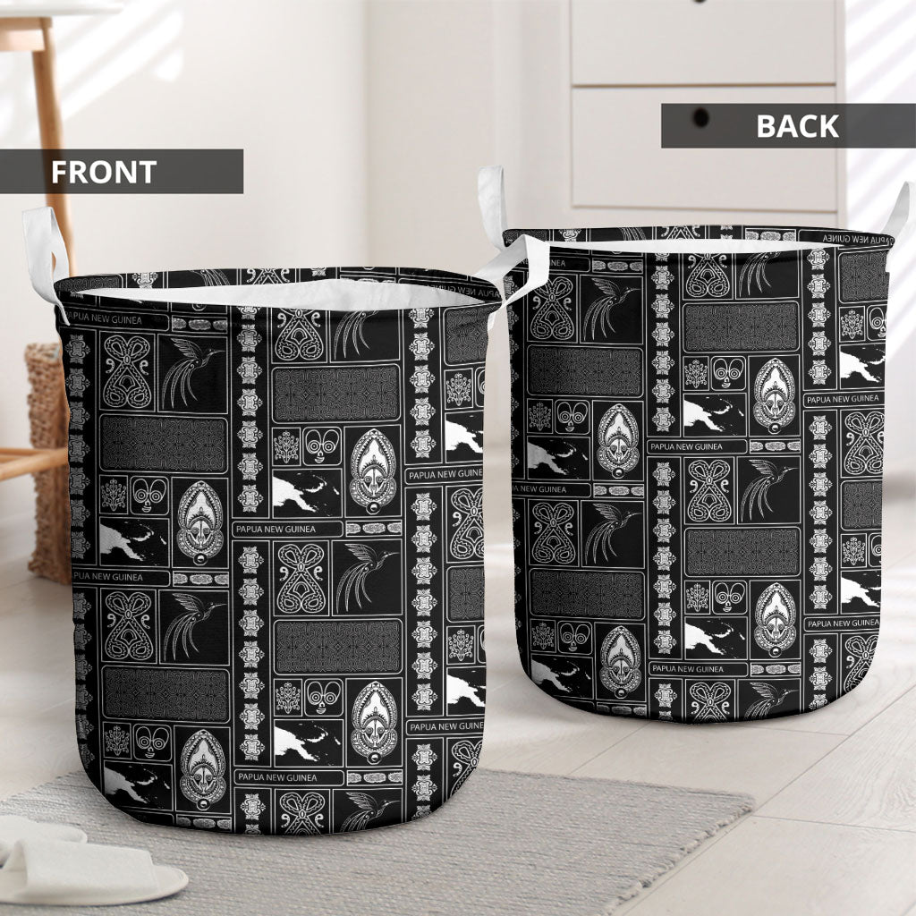 Papua New Guinea Heritage Motif Laundry Basket Black Version