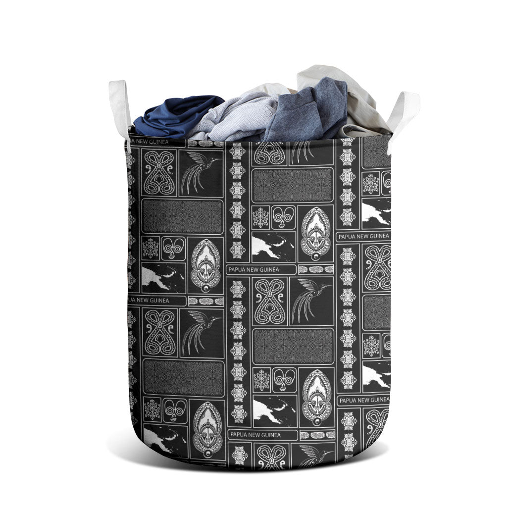 Papua New Guinea Heritage Motif Laundry Basket Black Version