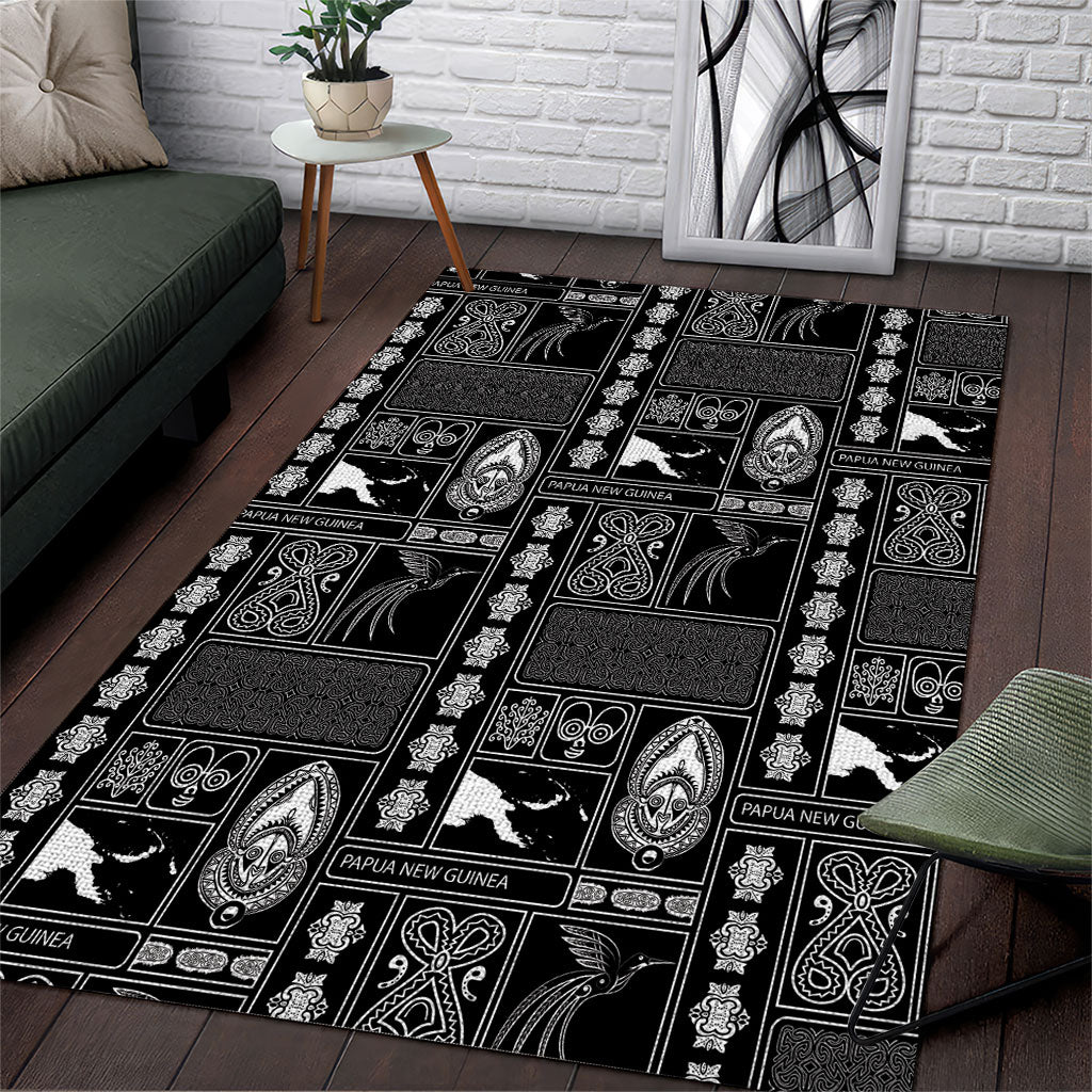 Papua New Guinea Heritage Motif Area Rug Black Version
