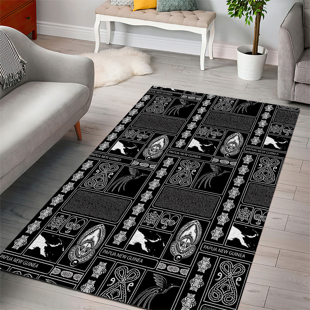 Papua New Guinea Heritage Motif Area Rug Black Version