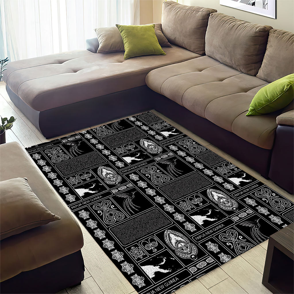 Papua New Guinea Heritage Motif Area Rug Black Version