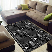 Papua New Guinea Heritage Motif Area Rug Black Version