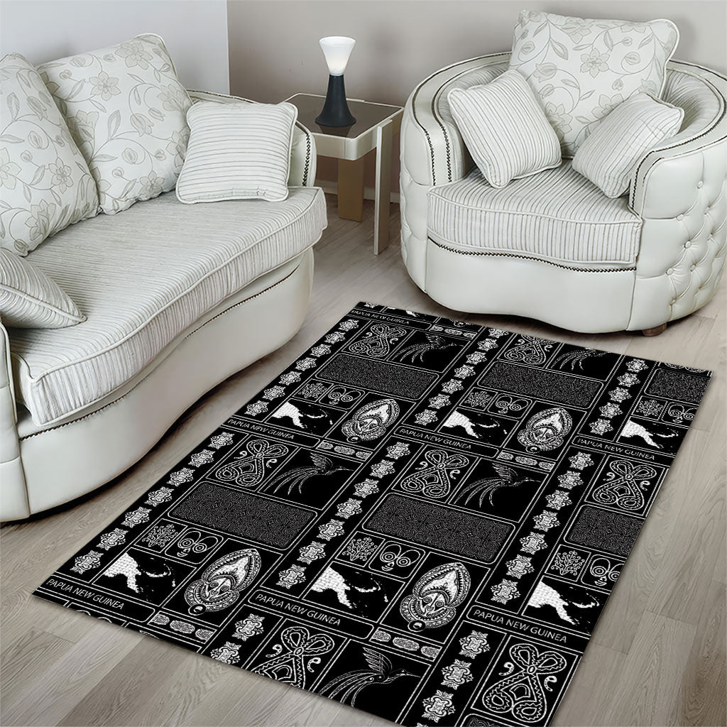 Papua New Guinea Heritage Motif Area Rug Black Version