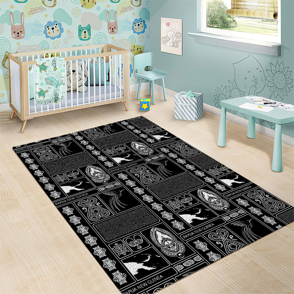Papua New Guinea Heritage Motif Area Rug Black Version
