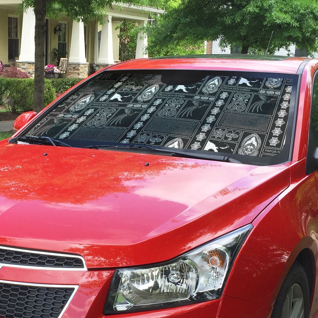Papua New Guinea Heritage Motif Auto Sun Shade Black Version
