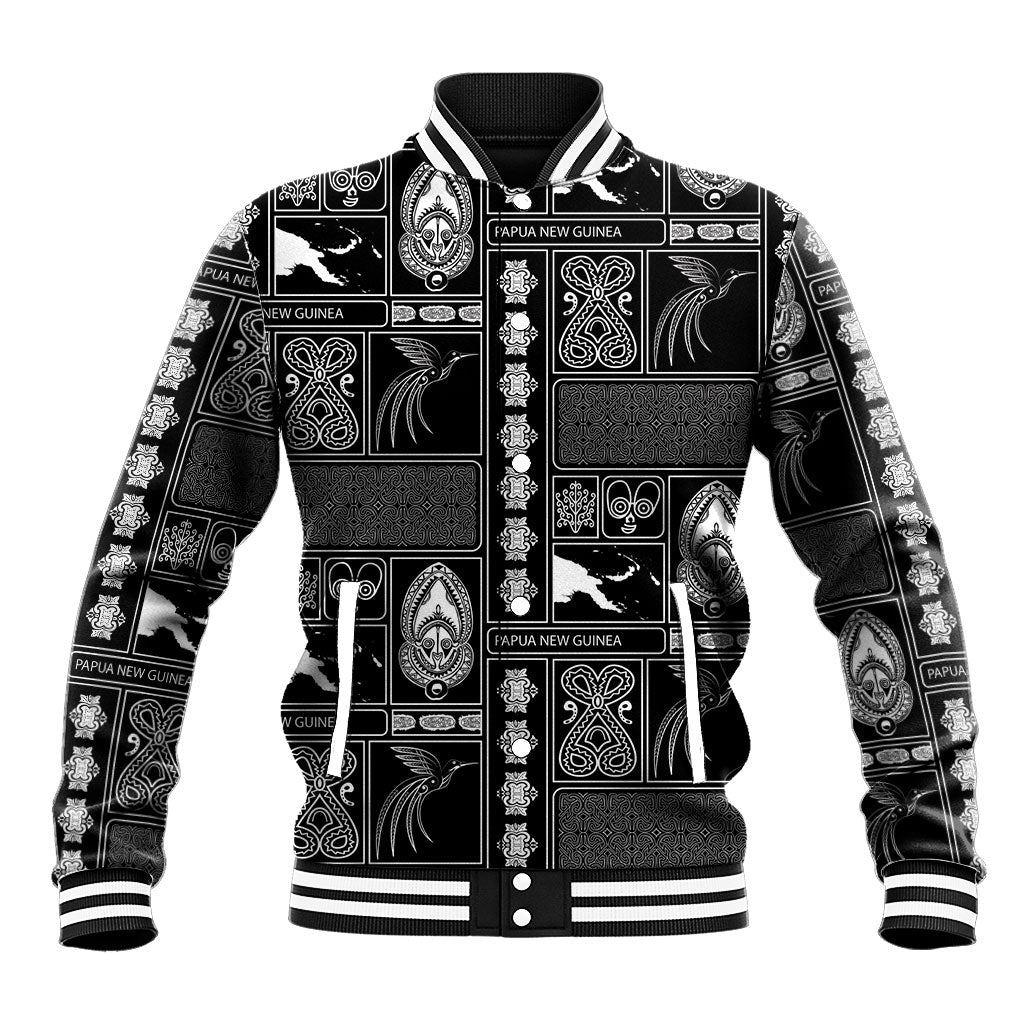 Papua New Guinea Heritage Motif Baseball Jacket Black Version