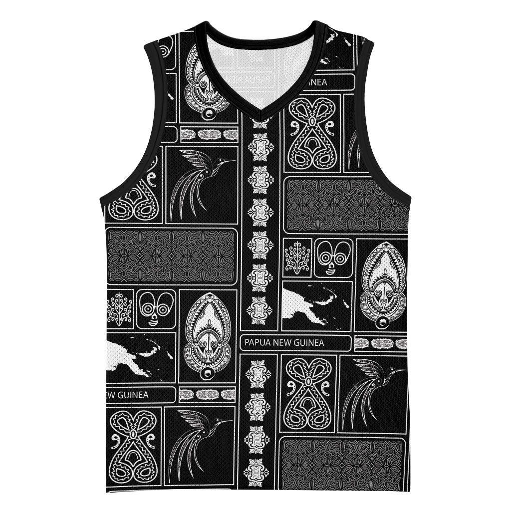 Papua New Guinea Heritage Motif Basketball Jersey Black Version