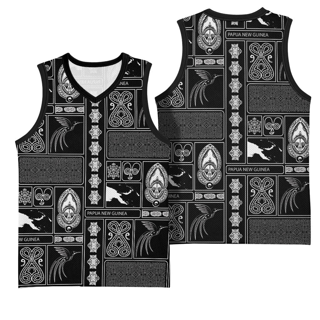 Papua New Guinea Heritage Motif Basketball Jersey Black Version