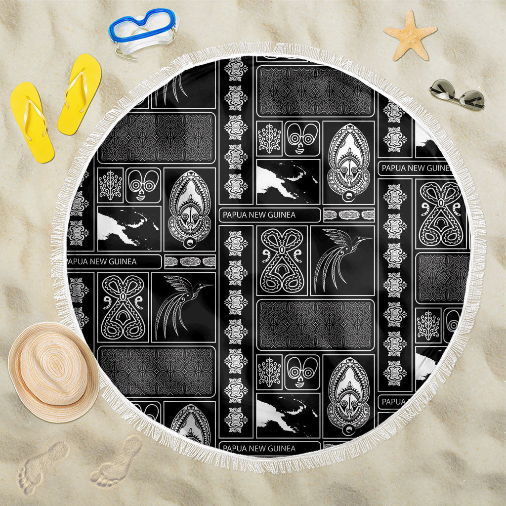 Papua New Guinea Heritage Motif Beach Blanket Black Version