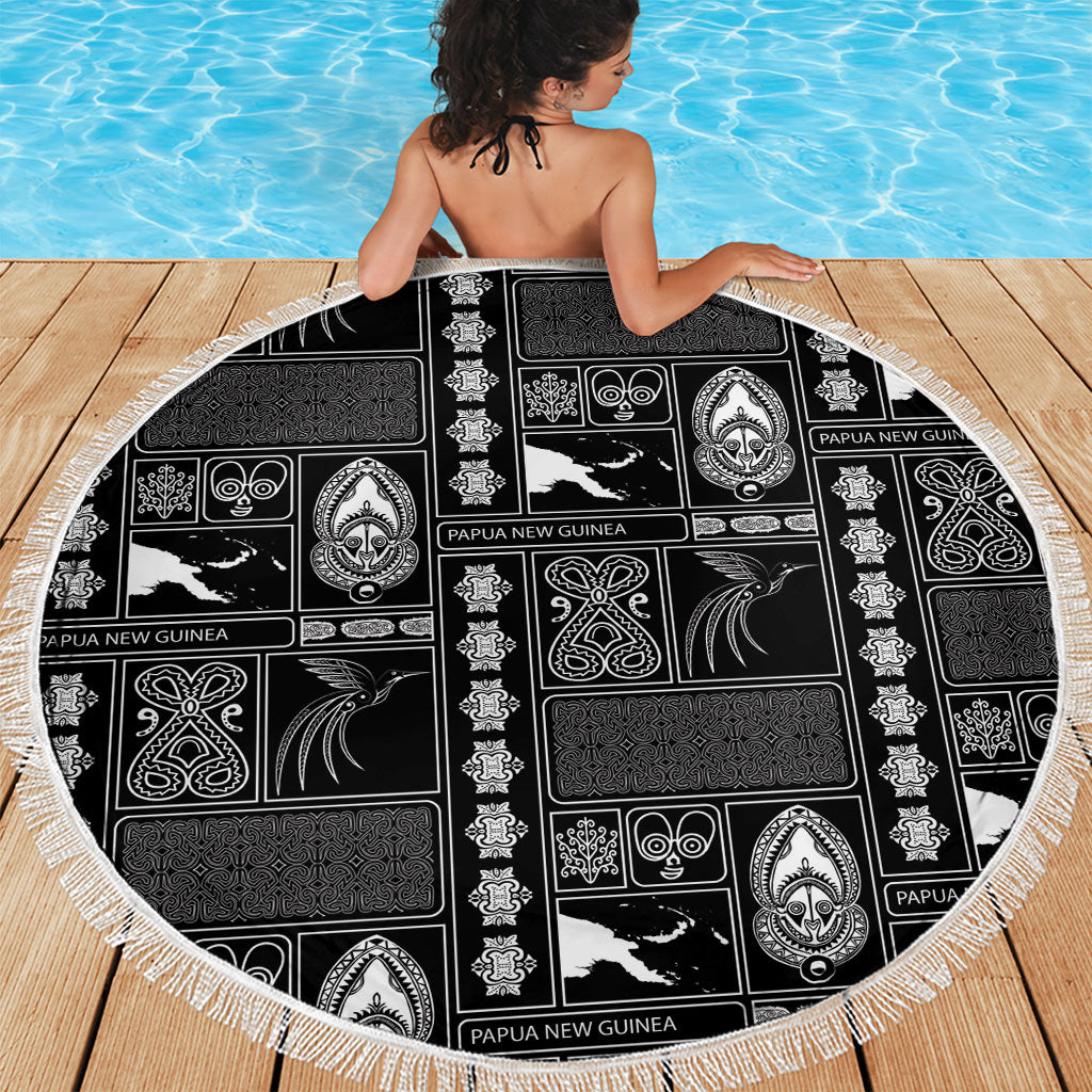 Papua New Guinea Heritage Motif Beach Blanket Black Version