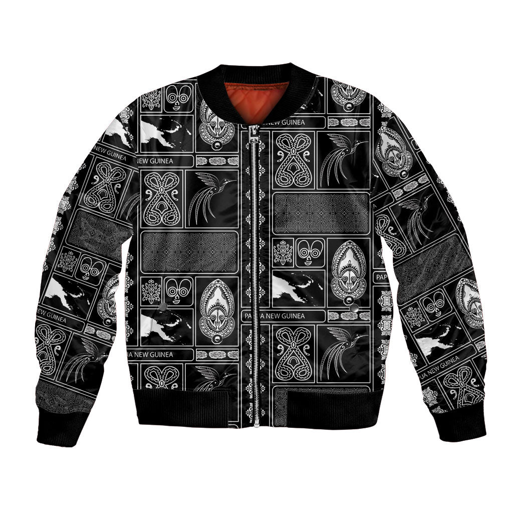 Papua New Guinea Heritage Motif Bomber Jacket Black Version