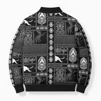 Papua New Guinea Heritage Motif Bomber Puffer Jacket Black Version