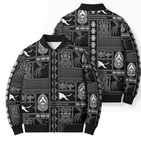 Papua New Guinea Heritage Motif Bomber Puffer Jacket Black Version