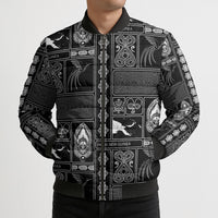 Papua New Guinea Heritage Motif Bomber Puffer Jacket Black Version