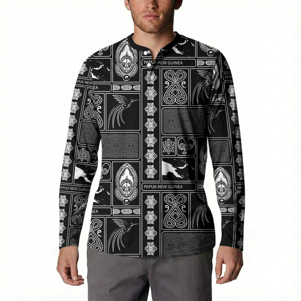 Papua New Guinea Heritage Motif Button Sweatshirt Black Version