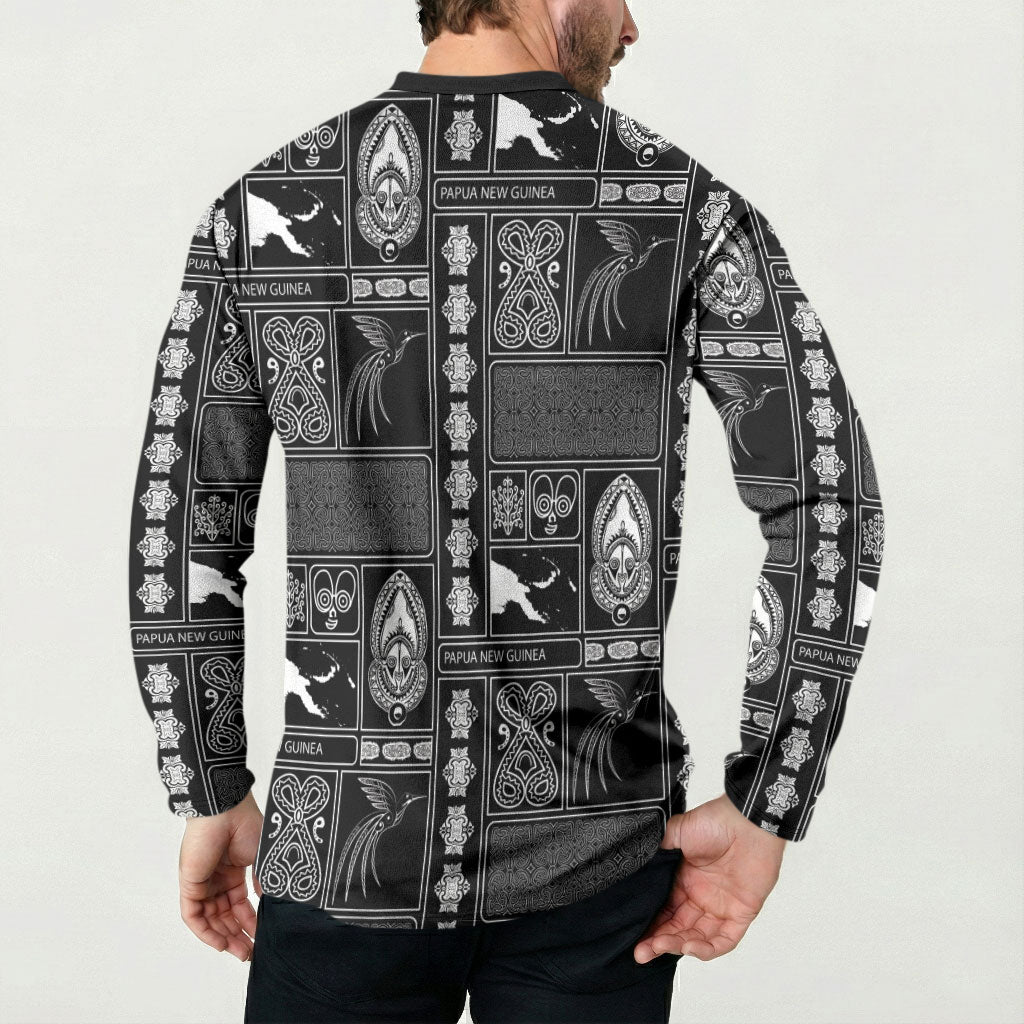 Papua New Guinea Heritage Motif Button Sweatshirt Black Version