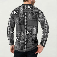 Papua New Guinea Heritage Motif Button Sweatshirt Black Version