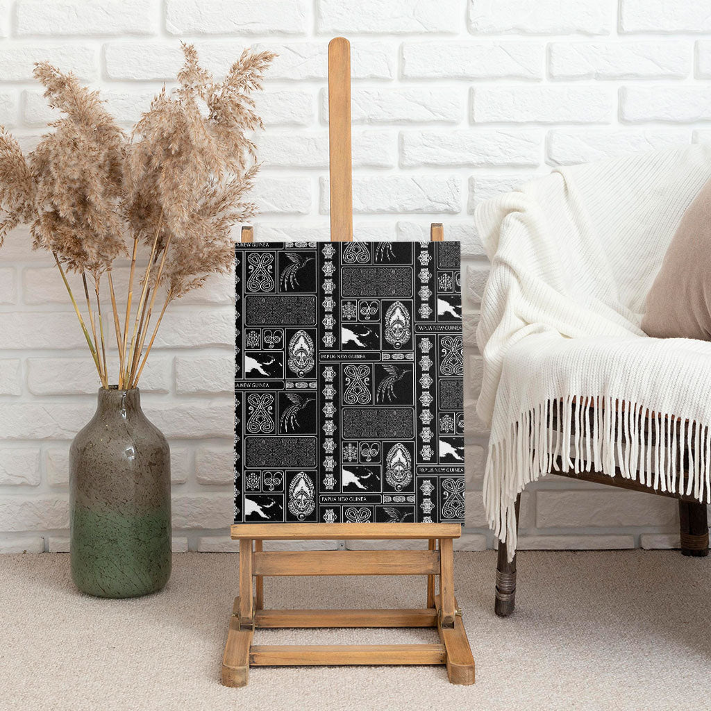 Papua New Guinea Heritage Motif Canvas Wall Art Black Version