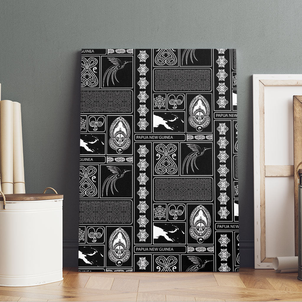 Papua New Guinea Heritage Motif Canvas Wall Art Black Version