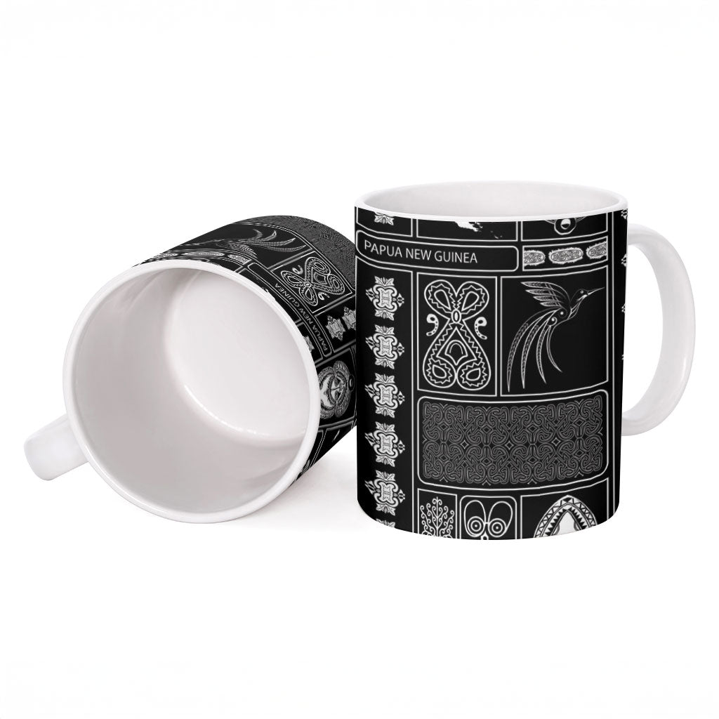 Papua New Guinea Heritage Motif Ceramic Mug Black Version