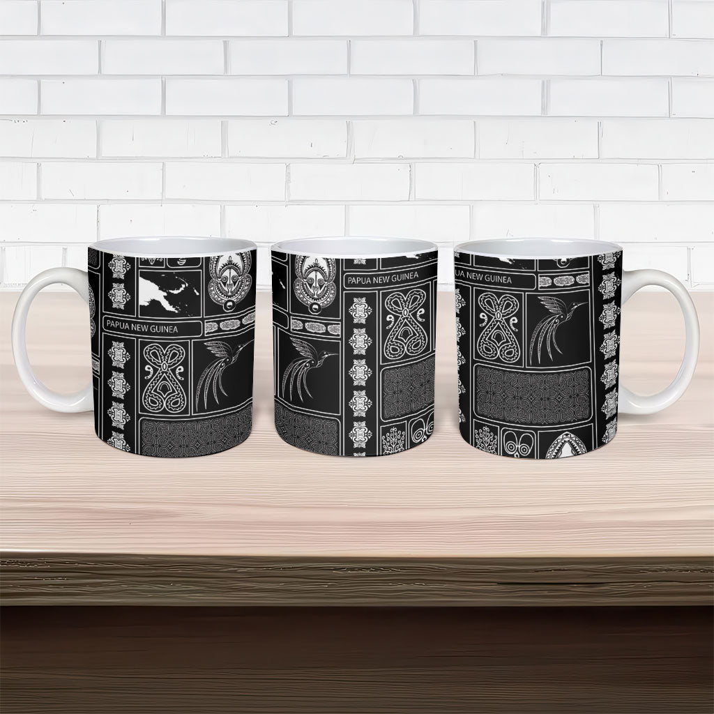 Papua New Guinea Heritage Motif Ceramic Mug Black Version