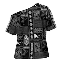 Papua New Guinea Heritage Motif Cross Shoulder Shirt Black Version