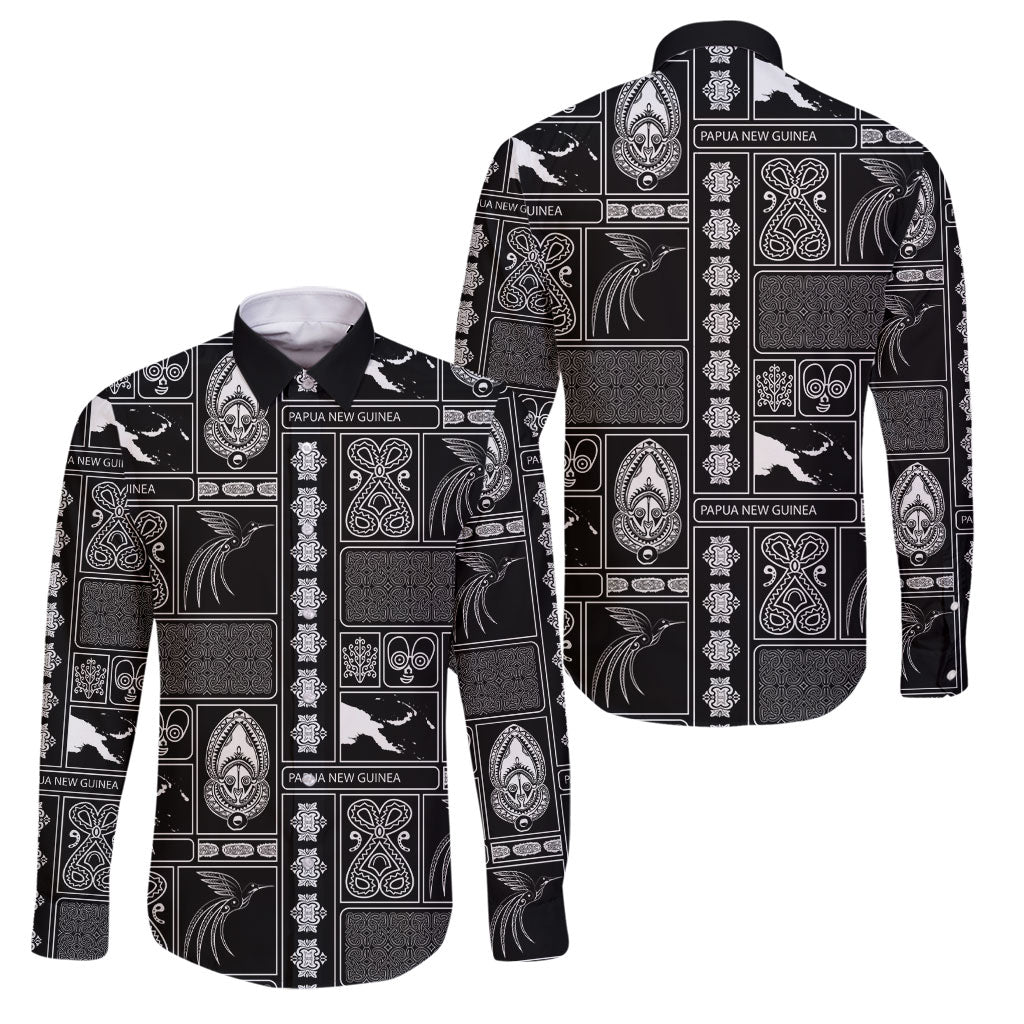 Papua New Guinea Heritage Motif Family Matching Tank Maxi Dress and Hawaiian Shirt Black Version