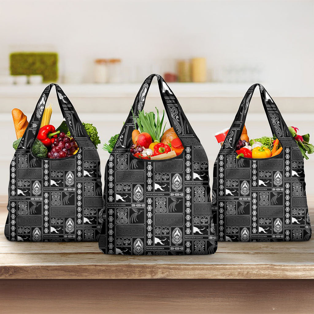 Papua New Guinea Heritage Motif Grocery Bag Black Version