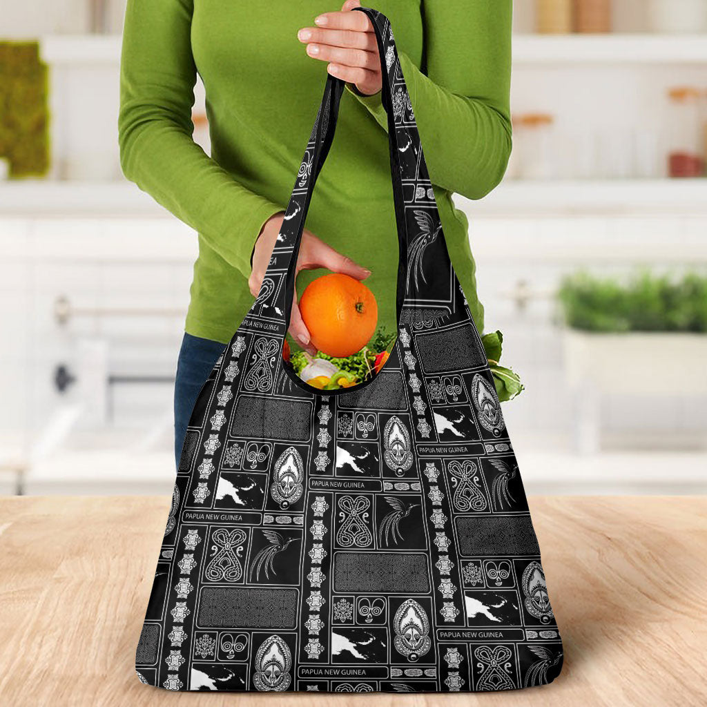 Papua New Guinea Heritage Motif Grocery Bag Black Version