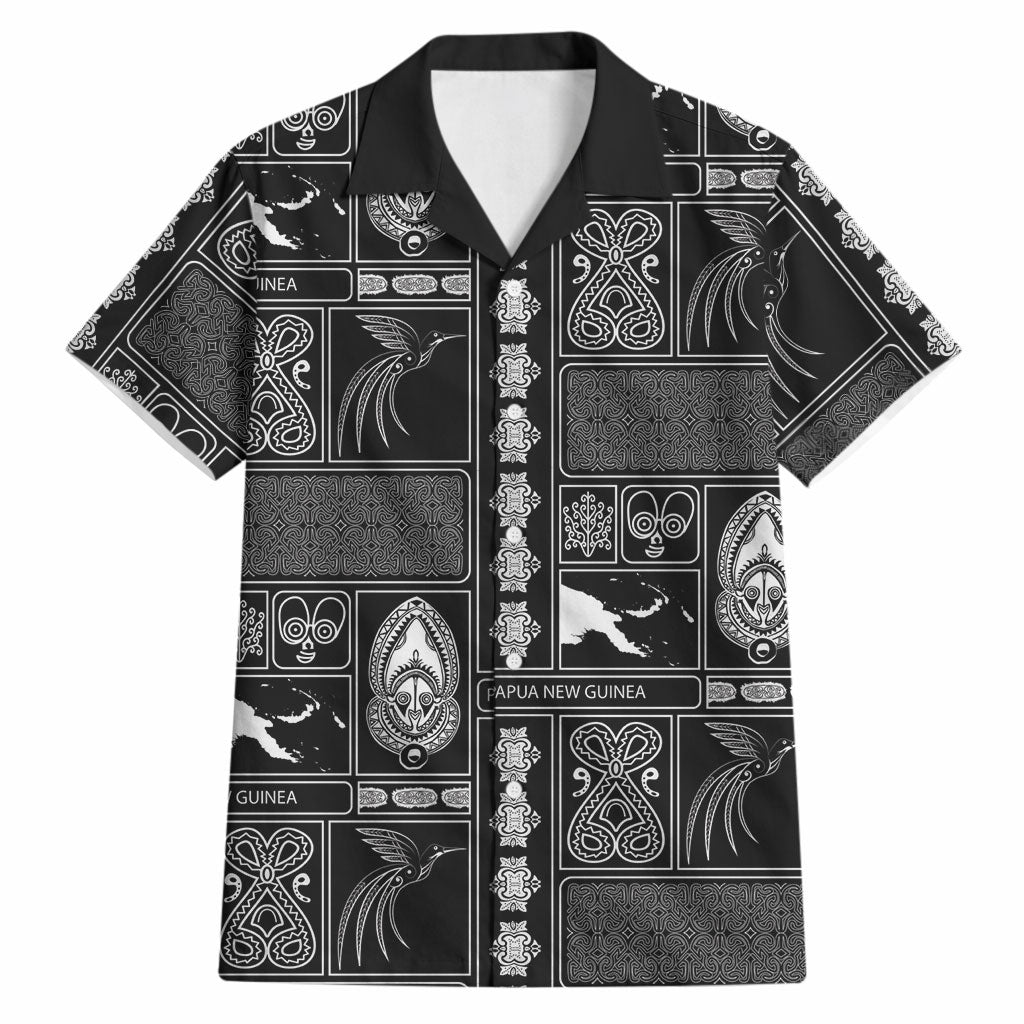 Papua New Guinea Heritage Motif Hawaiian Shirt Black Version LT05 Black - Polynesian Pride