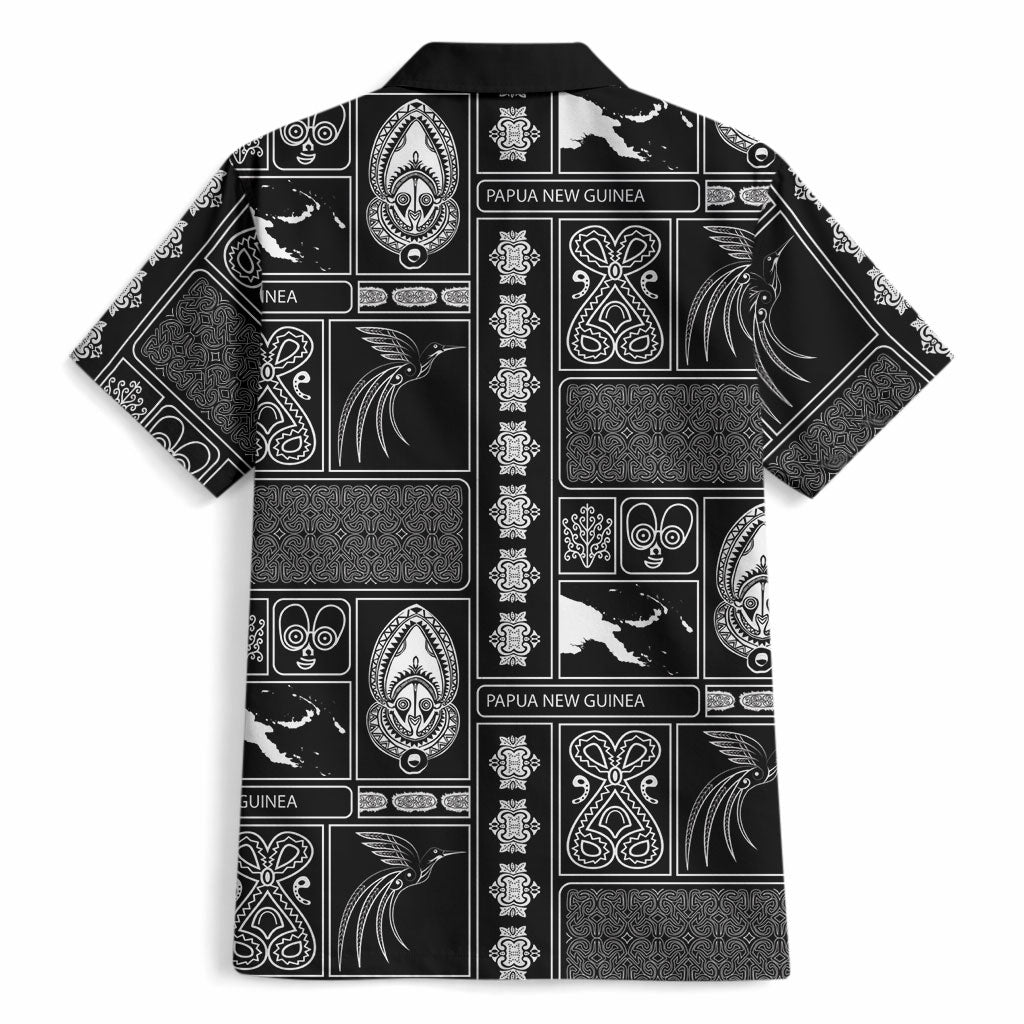 Papua New Guinea Heritage Motif Hawaiian Shirt Black Version