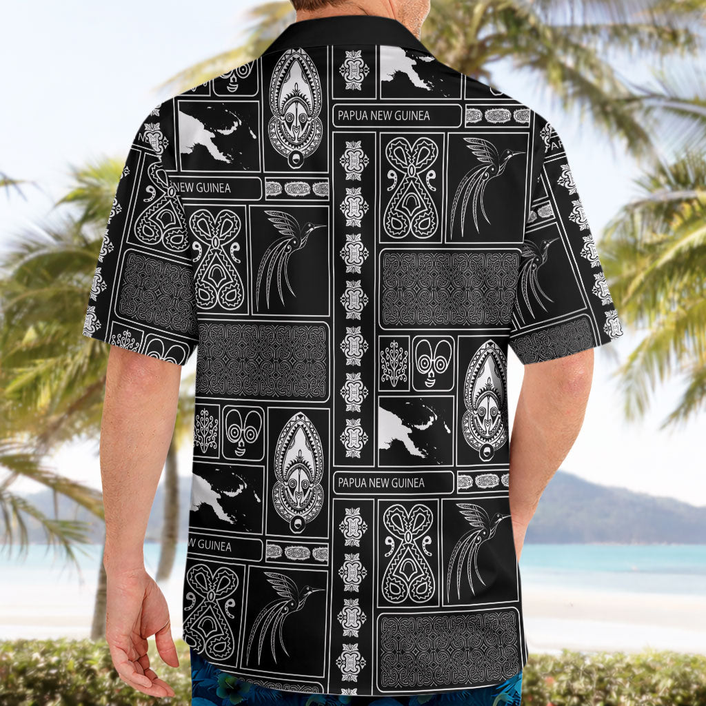 Papua New Guinea Heritage Motif Hawaiian Shirt Black Version