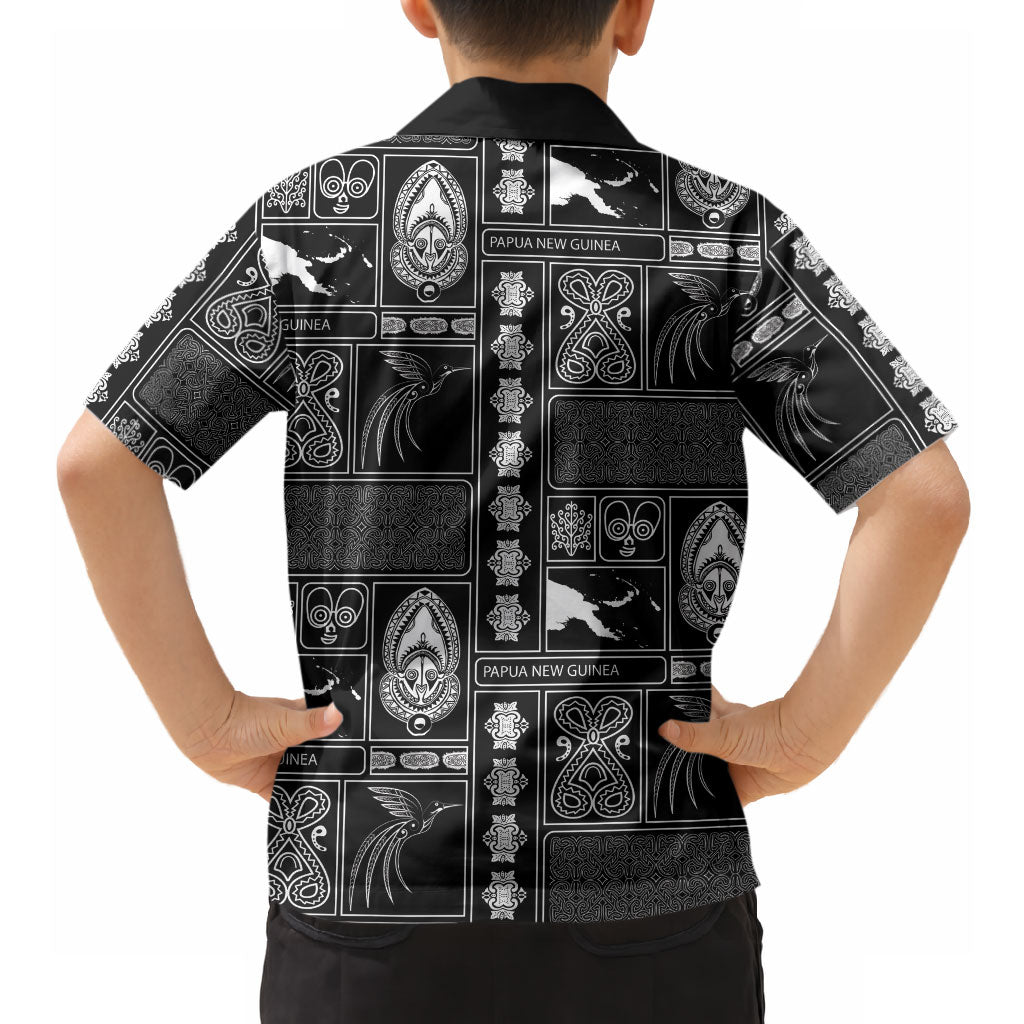 Papua New Guinea Heritage Motif Hawaiian Shirt Black Version
