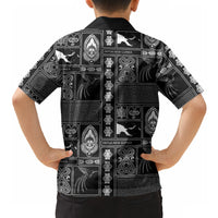Papua New Guinea Heritage Motif Hawaiian Shirt Black Version