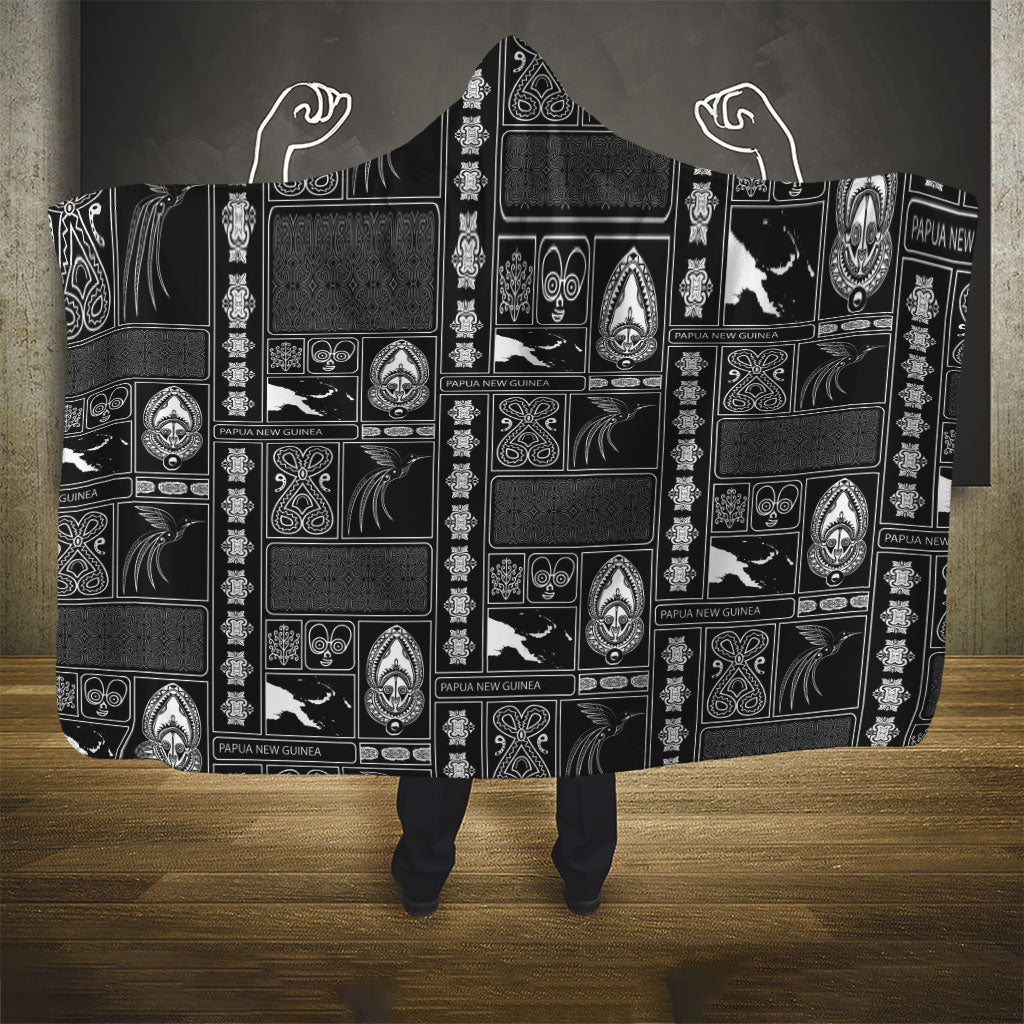 Papua New Guinea Heritage Motif Hooded Blanket Black Version
