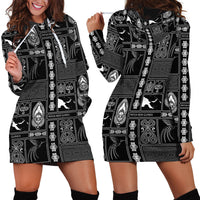 Papua New Guinea Heritage Motif Hoodie Dress Black Version