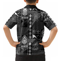 Papua New Guinea Heritage Motif Kid Hawaiian Shirt Black Version