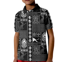 Papua New Guinea Heritage Motif Kid Polo Shirt Black Version