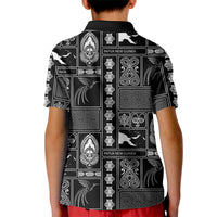 Papua New Guinea Heritage Motif Kid Polo Shirt Black Version