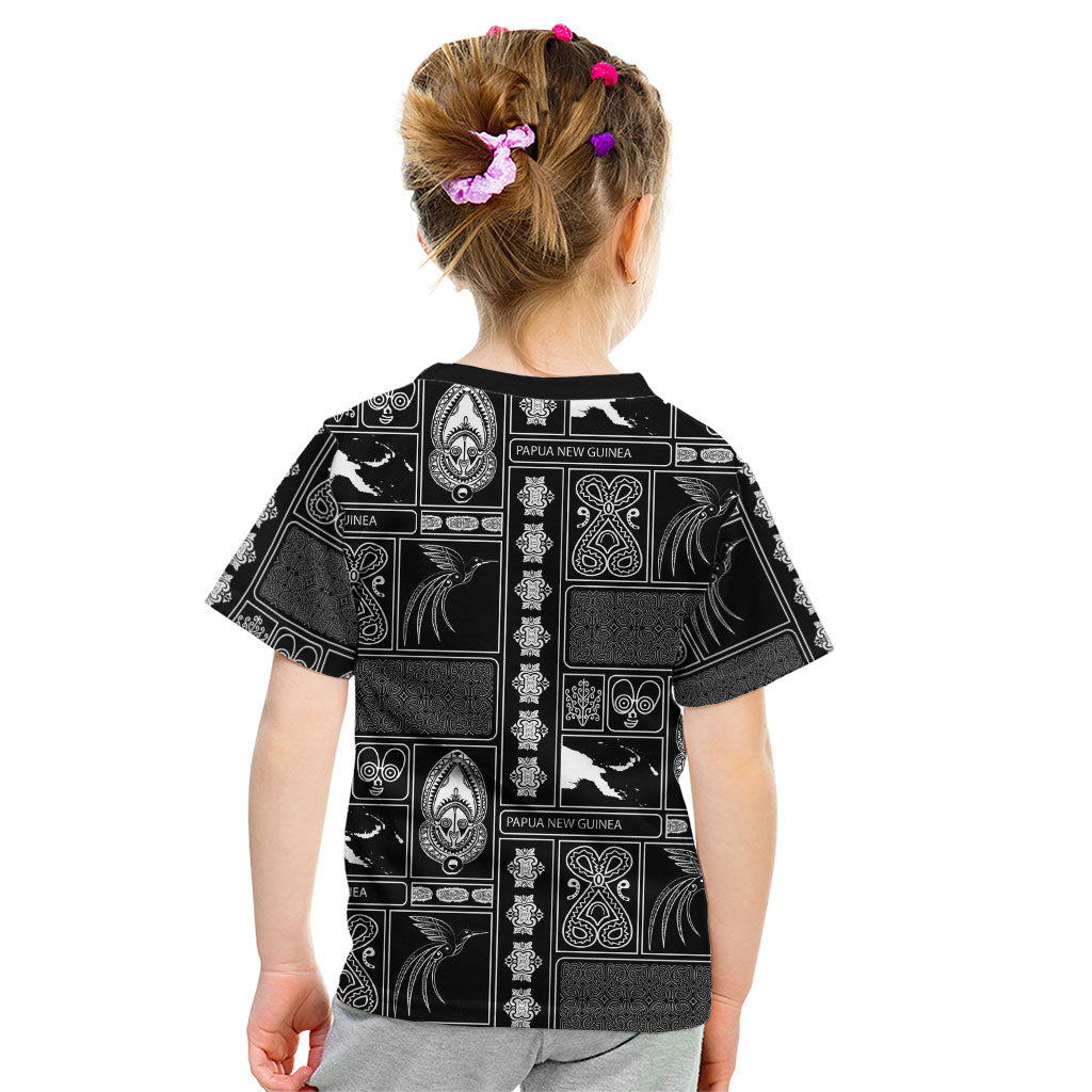 Papua New Guinea Heritage Motif Kid T Shirt Black Version