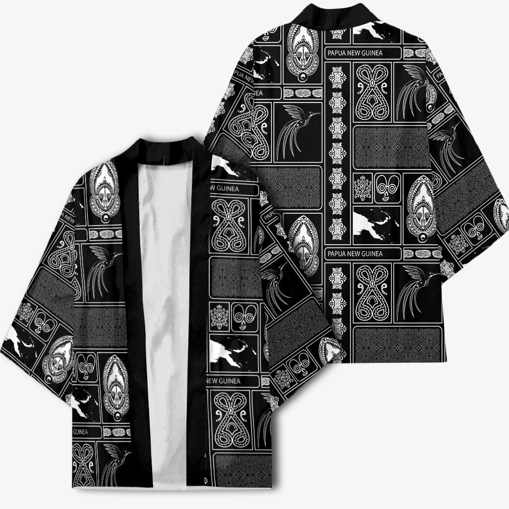 Papua New Guinea Heritage Motif Kimono Black Version