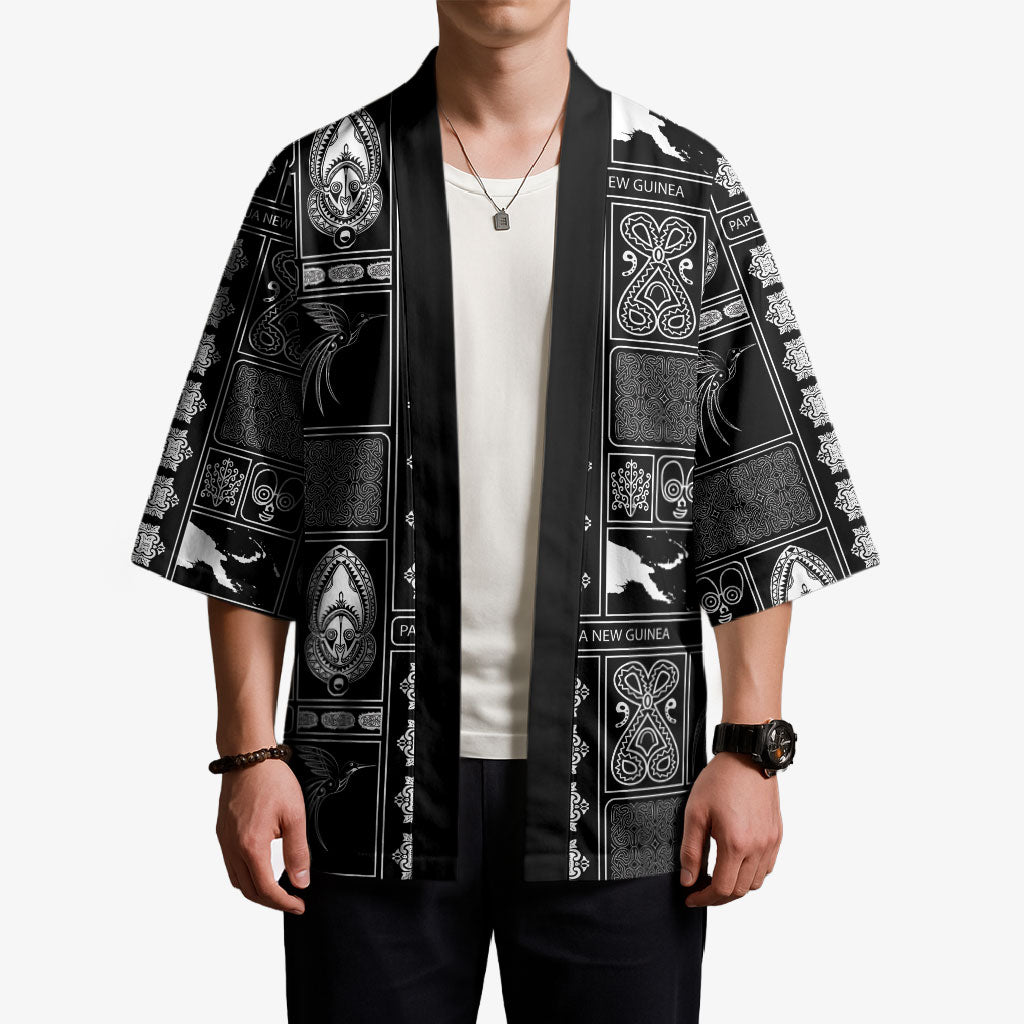Papua New Guinea Heritage Motif Kimono Black Version