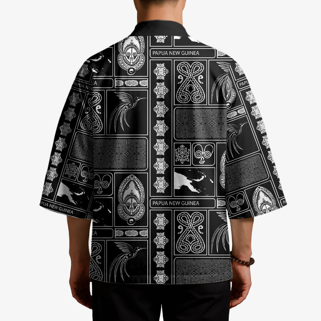 Papua New Guinea Heritage Motif Kimono Black Version