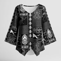 Papua New Guinea Heritage Motif Kimono Sleeve Blouse Black Version
