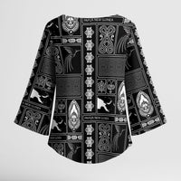 Papua New Guinea Heritage Motif Kimono Sleeve Blouse Black Version