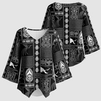 Papua New Guinea Heritage Motif Kimono Sleeve Blouse Black Version