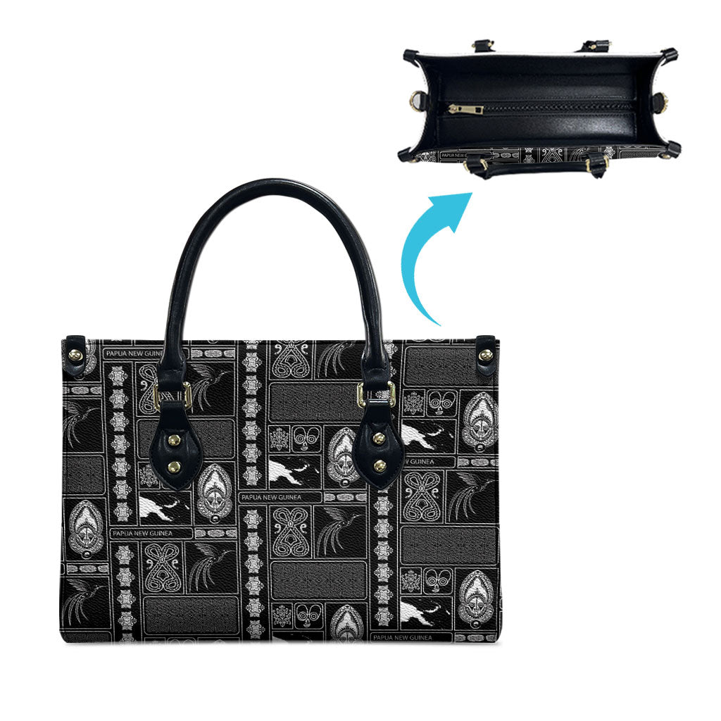 Papua New Guinea Heritage Motif Leather Bag Black Version