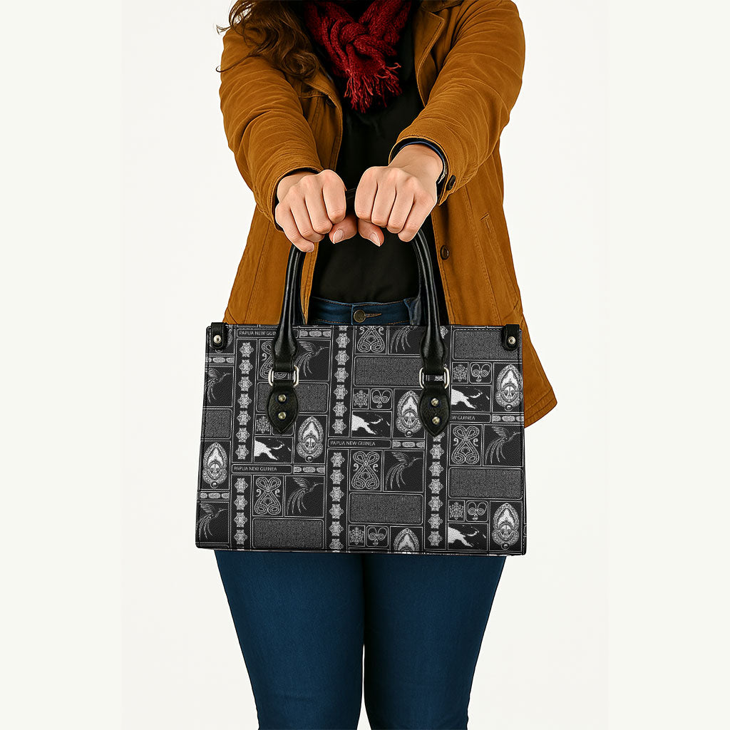 Papua New Guinea Heritage Motif Leather Bag Black Version